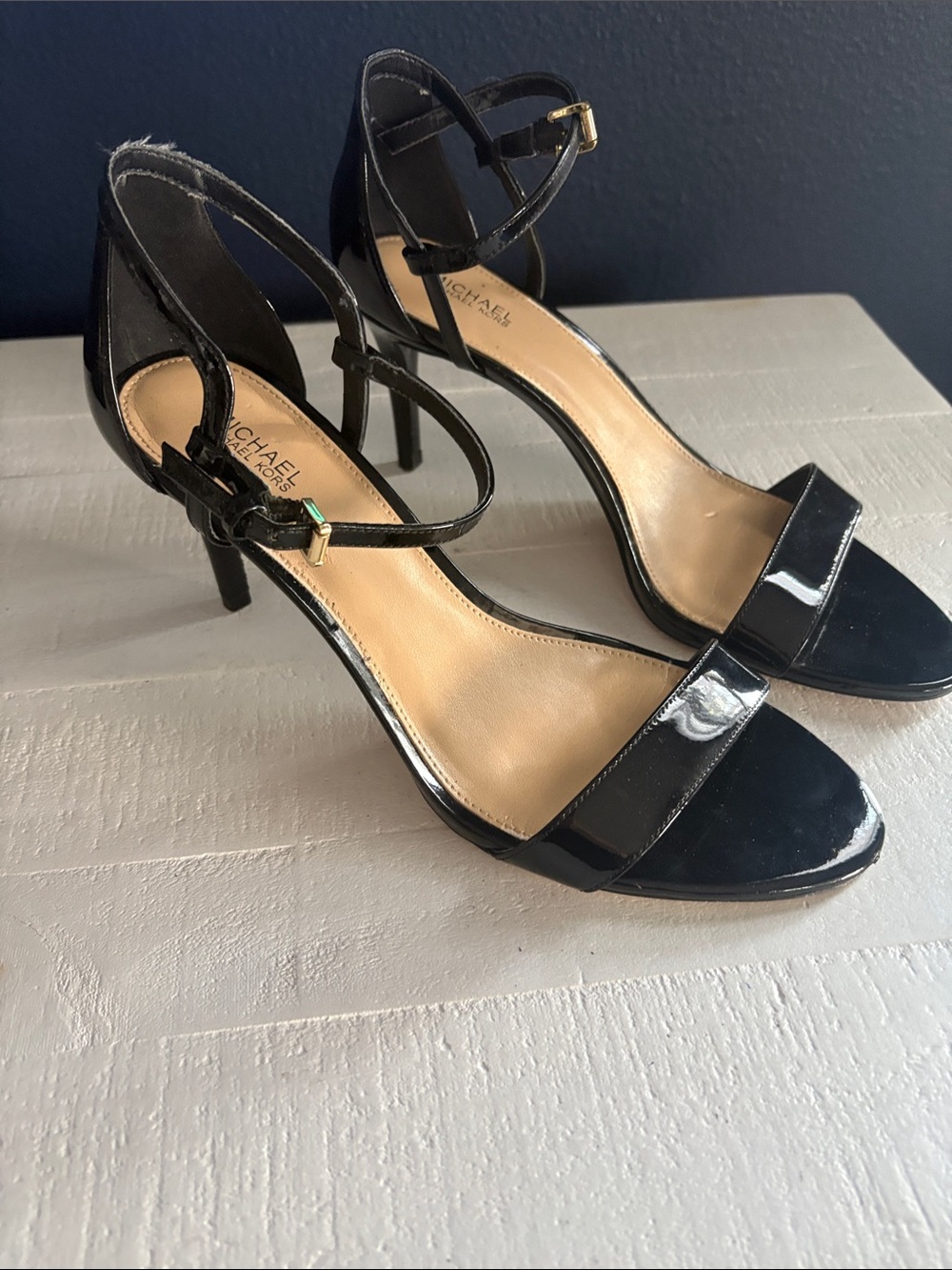 MICHAEL Michael Kors Black Patent Ankle-Strap Heels